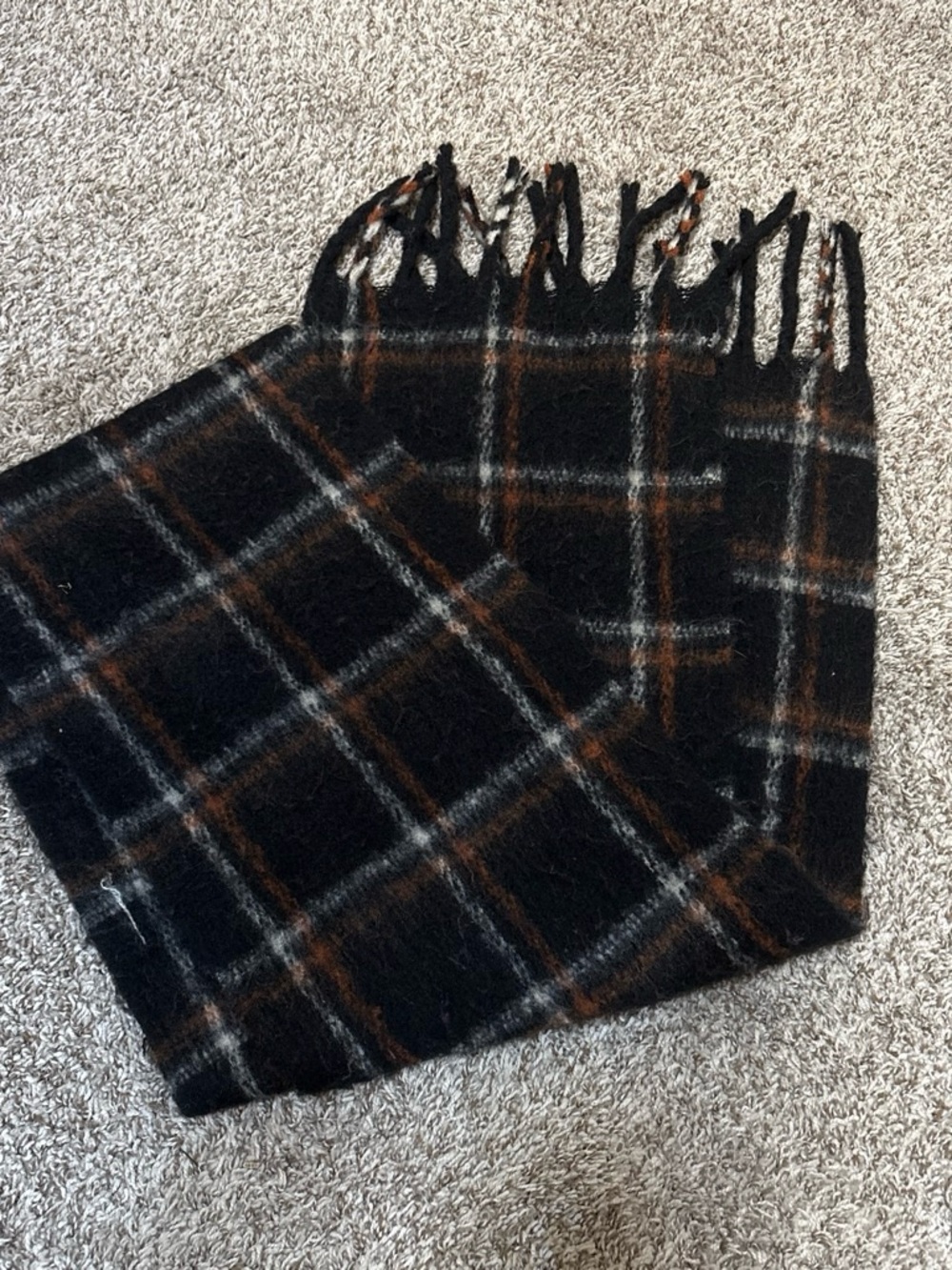 A New Day Black Plaid Fringe Women’s Scarf - Classic Winter Accessory